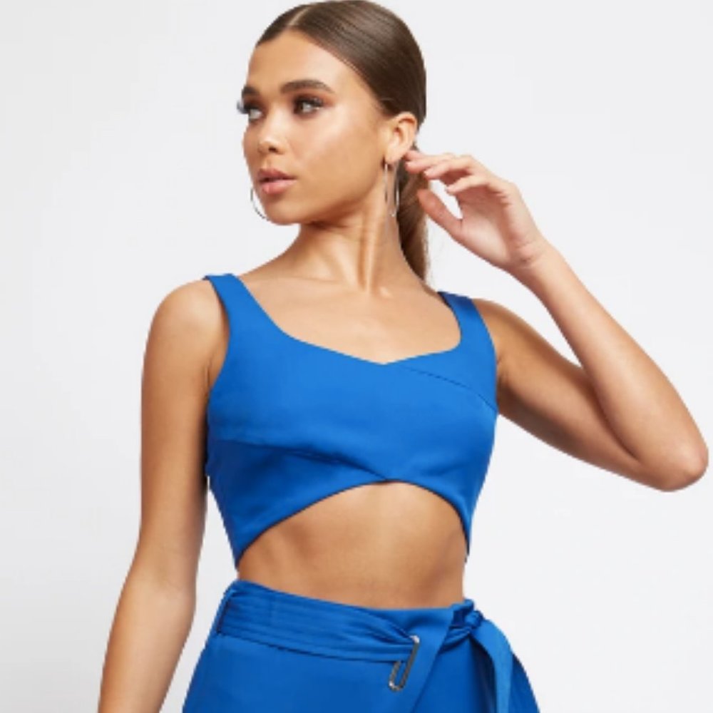 4th & Reckless Cindy Crop Top in Petrol Blue, 4 NWT